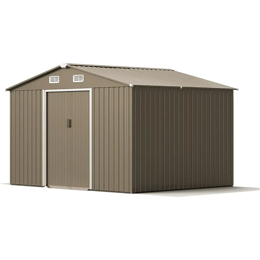 

Metal Storage Shed for Outdoor with Design of Lockable Slide Doors and Air Vent, Tiny House Utility and Tool Storage for Garden