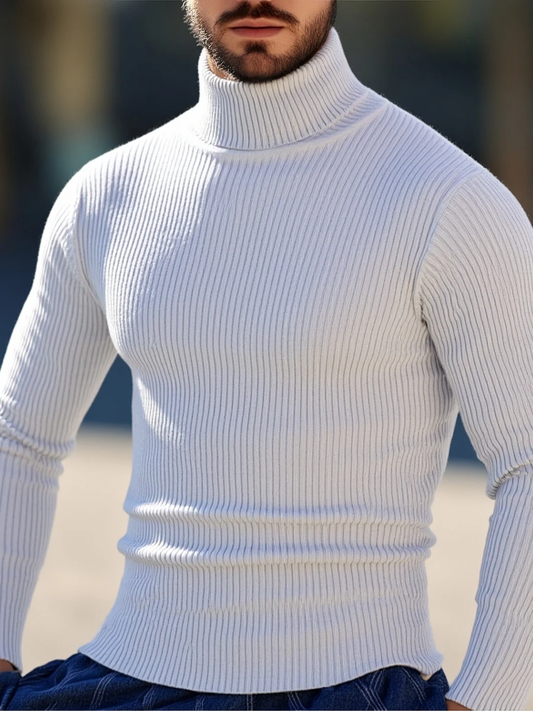

Men's Casual High Collar Knitted Sweater Pure Color Base Layer irt Comfortable Faionable Autumn Winter New Arrival