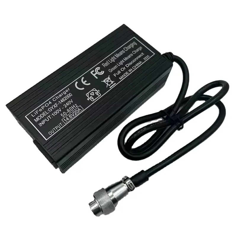 14.6V 20A Lithium Ion Battery Charger with OTP/OVP Protection Eco-Friendly Desktop Adapter for LiFePO4 and Lead-Acid