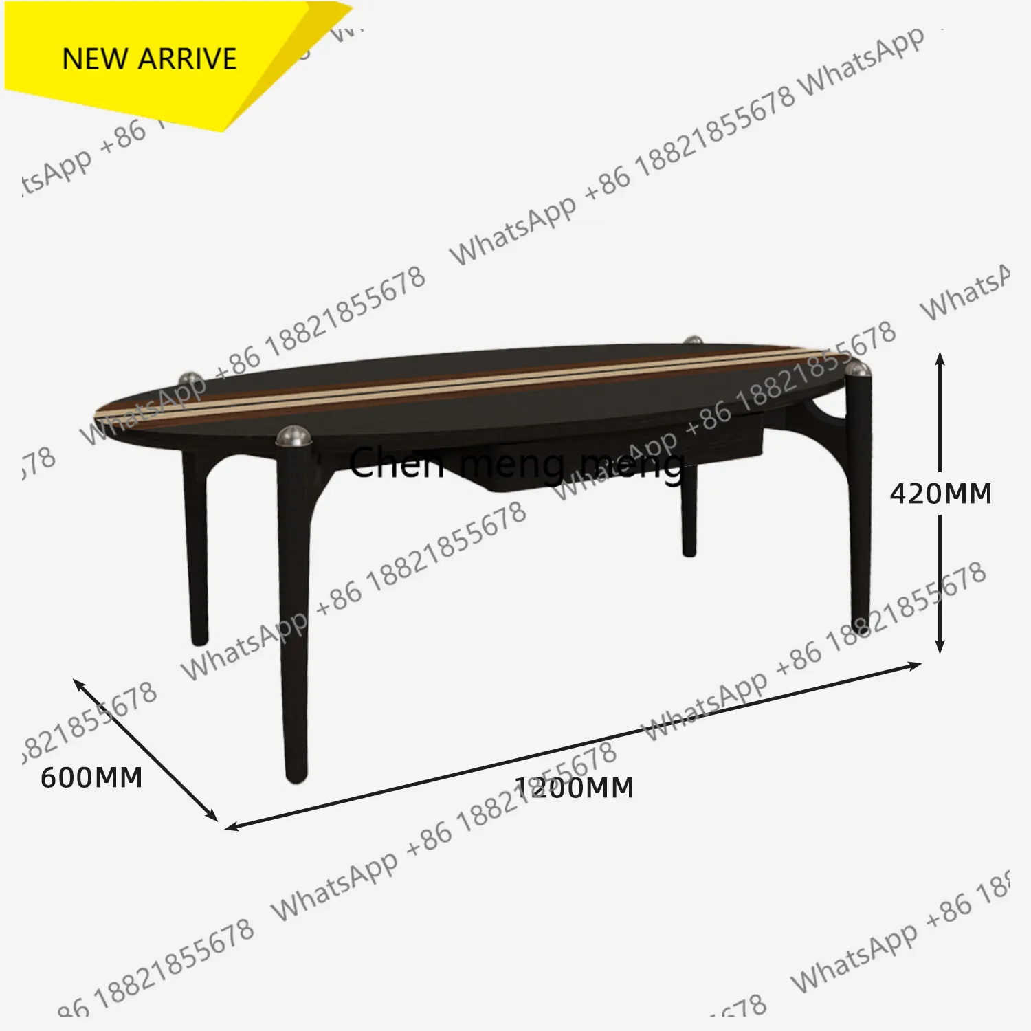 d178 Weaving shadow coffee table solid wood color matching antique living room oval high-end household tea table