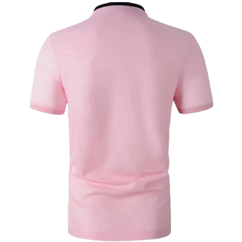 Summer New Knitted Sweater Solid Color Short-sleeved Stand-up Neck Knitted Shirt Slim-fit Business Men's Clothing