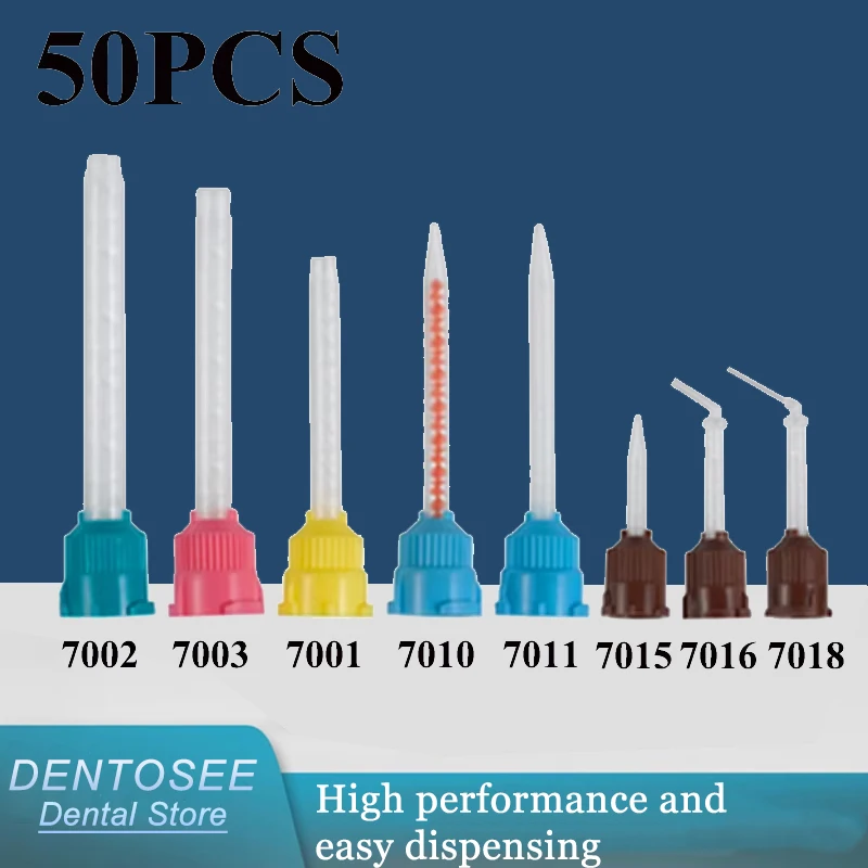 

50 шт., стоматологические силиконовые насадки для смешивания, диспенсер для слепочных материалов, насадки для пистолета для стоматологических инструментов и ухода за полостью рта