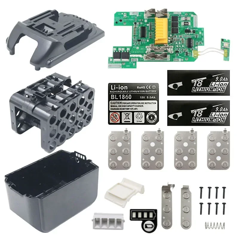 BL1890 15X18650 Чехол для литий-ионного аккумулятора PCB Защитная плата для зарядки Коробка для Makita 18 В 9,0 Ач Наклейка Этикетка Дом