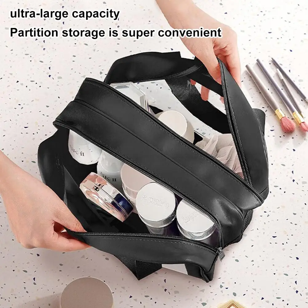 Large Toiletry Bag PU Waterproof Capacity High Appearance Level Dry Wet Separation Toiletry Bags Portable Toiletries