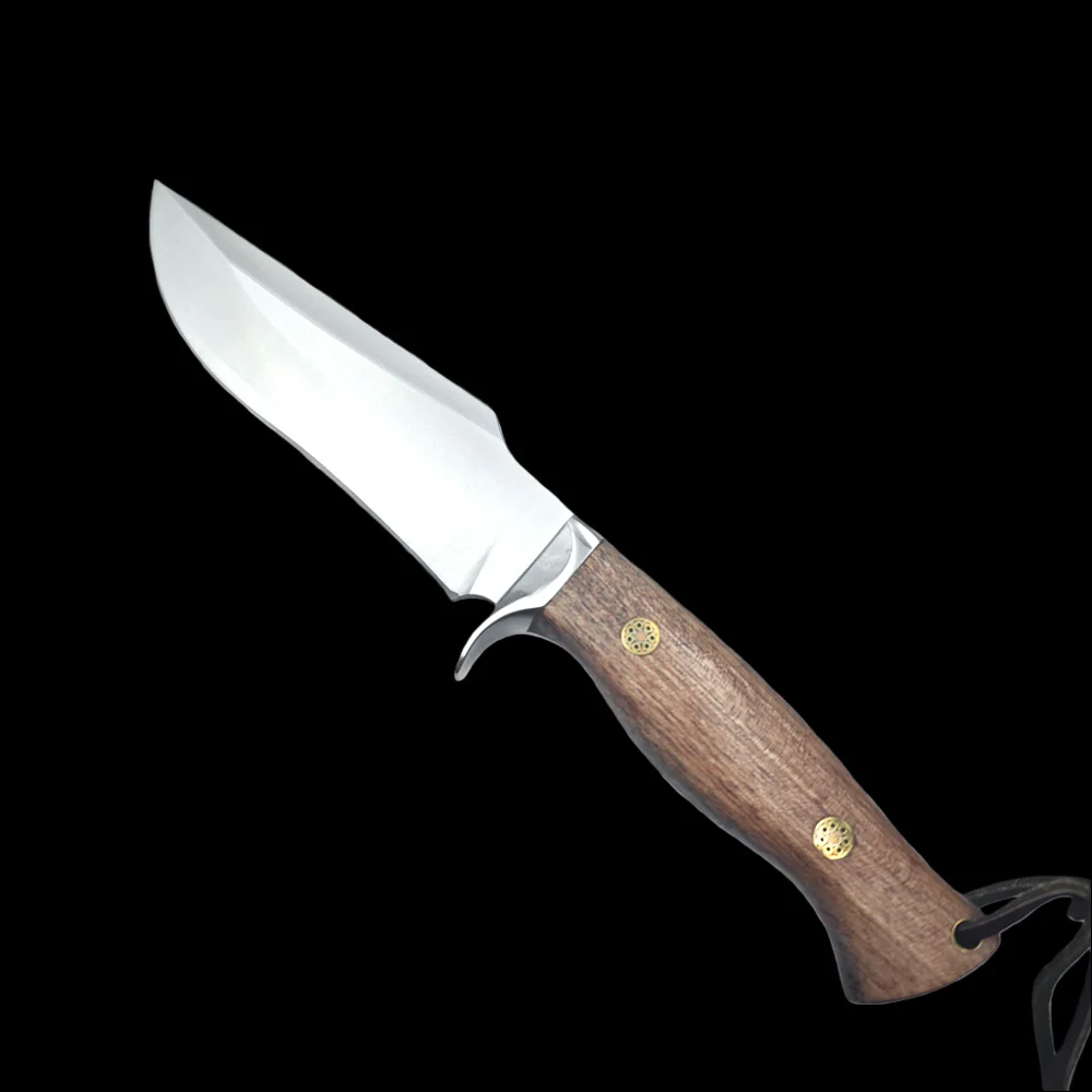 Alta qualidade 9cr18mov lâmina jacarandá lidar com faca de caça tática ao ar livre bushcraft acampamento edc auto defesa faca utilitária