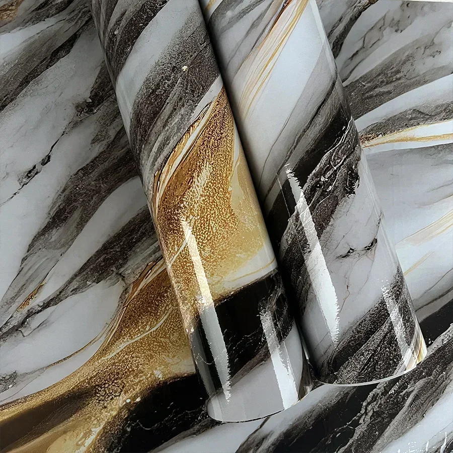 Black Imitation Marble Self-adhesive Wallpaper Kitchen Stove Oil Resistant Sticker Home Decoration TV Background Wallpaper
