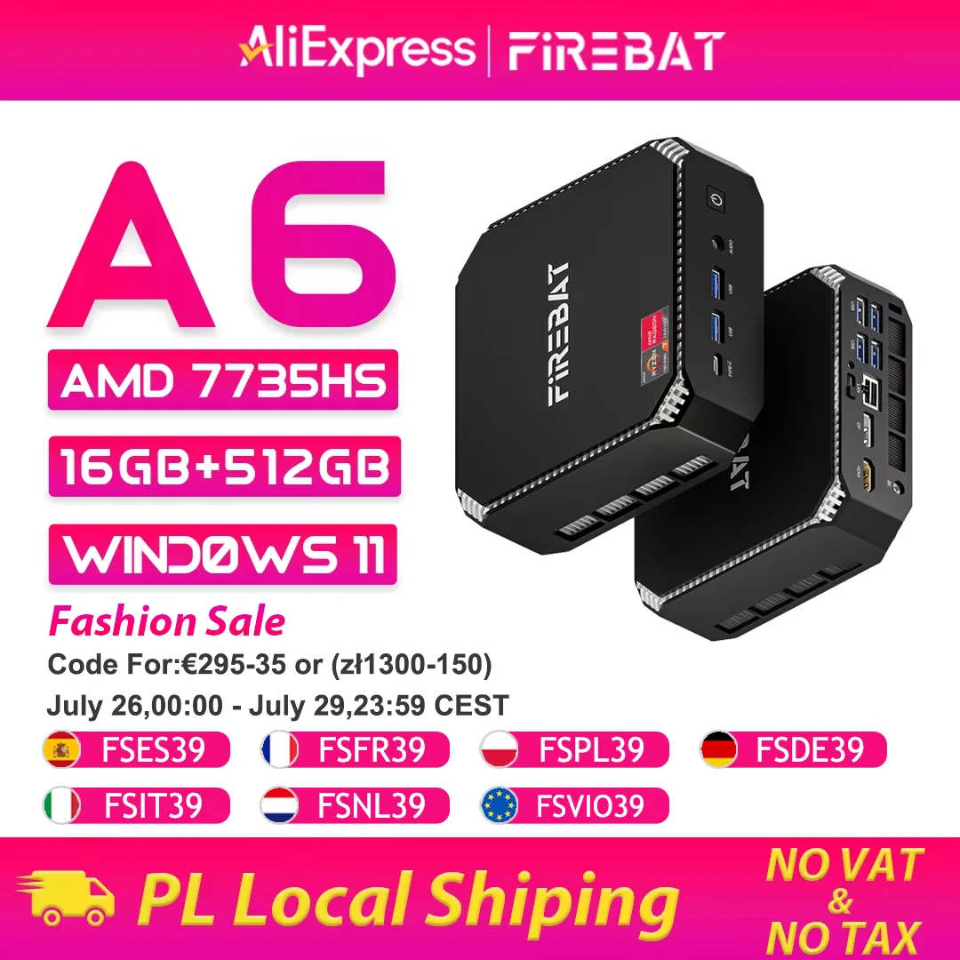 FIREBAT MINI PC A6 AMD Ryzen 7 7735HS DDR5 16GB RAM 512GB SSD