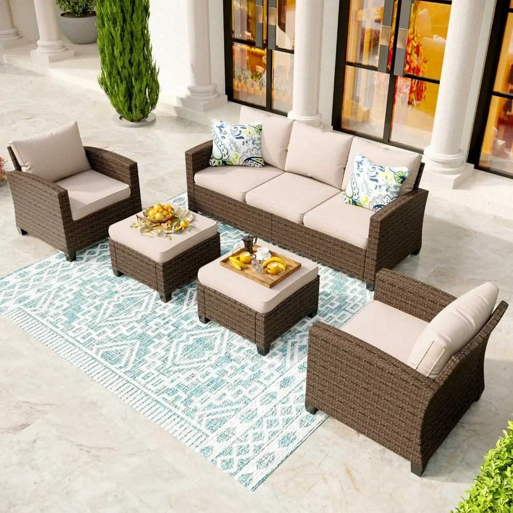 

Sofa Garden Furniture Set Outdoor Furniture Brown Wicker Rattan Patio Conversation Sets with Cushion Outside Set Sofa Sofas