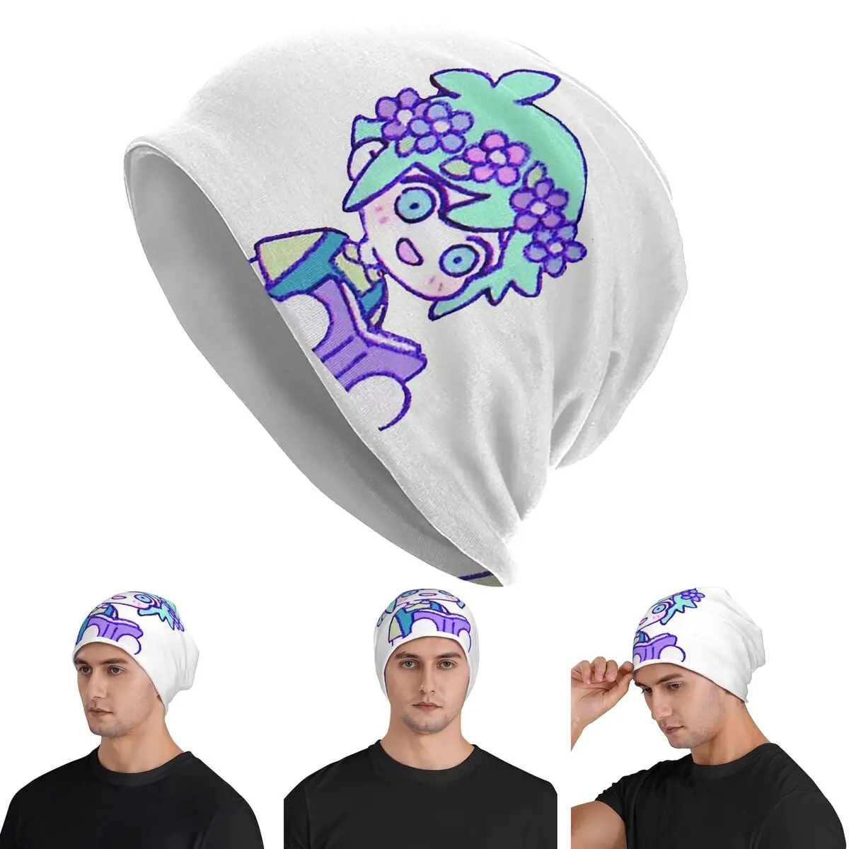 

Cute Basil Omori Emote Skullies Beanies Hats Warm Autumn Winter Outdoor Cap Knitted Bonnet Caps for Men Women Adult