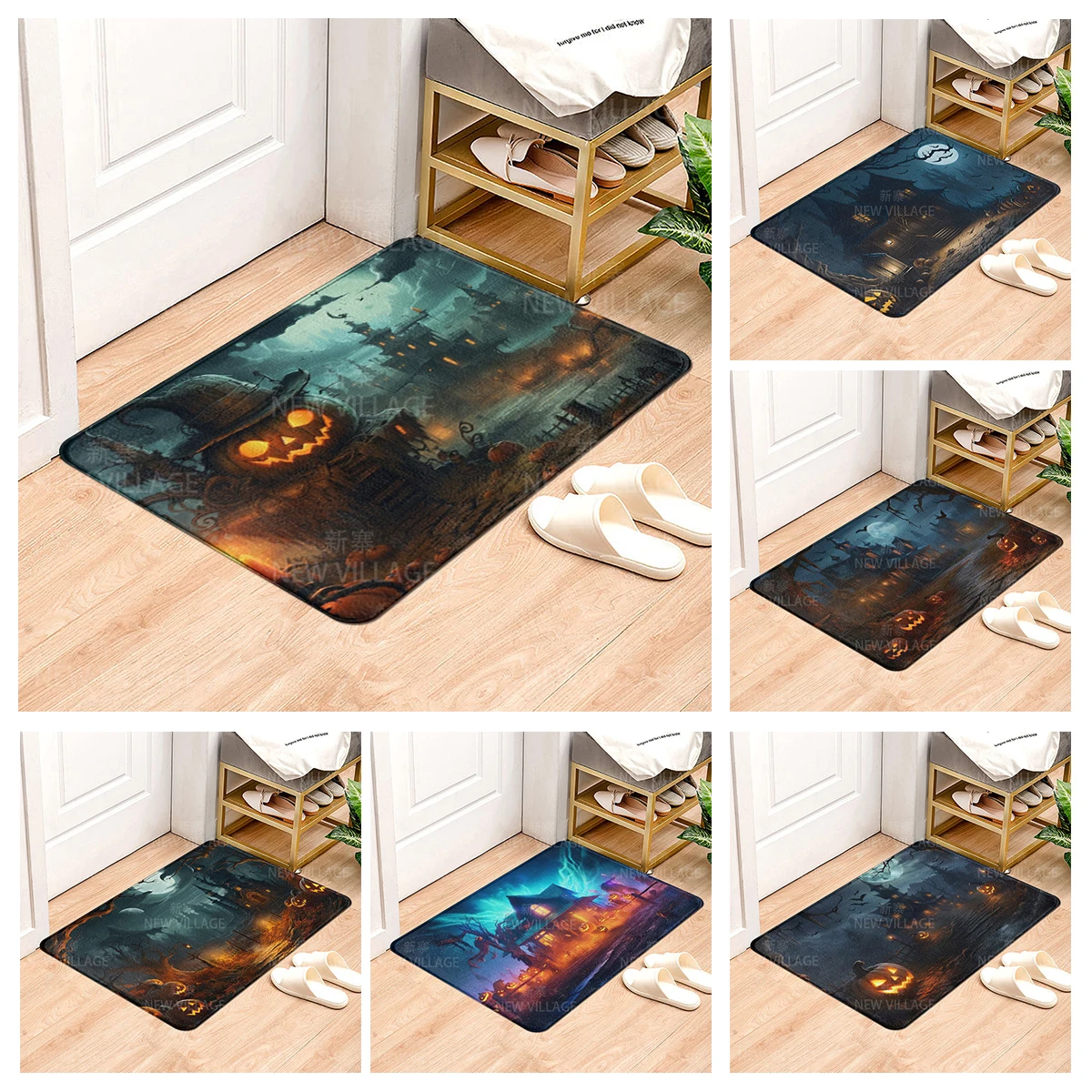 House entrance carpet Home door mat Living Room Bath Foot bathroom non-slip water absorption rugs bath Halloween Autumn Pumpkin