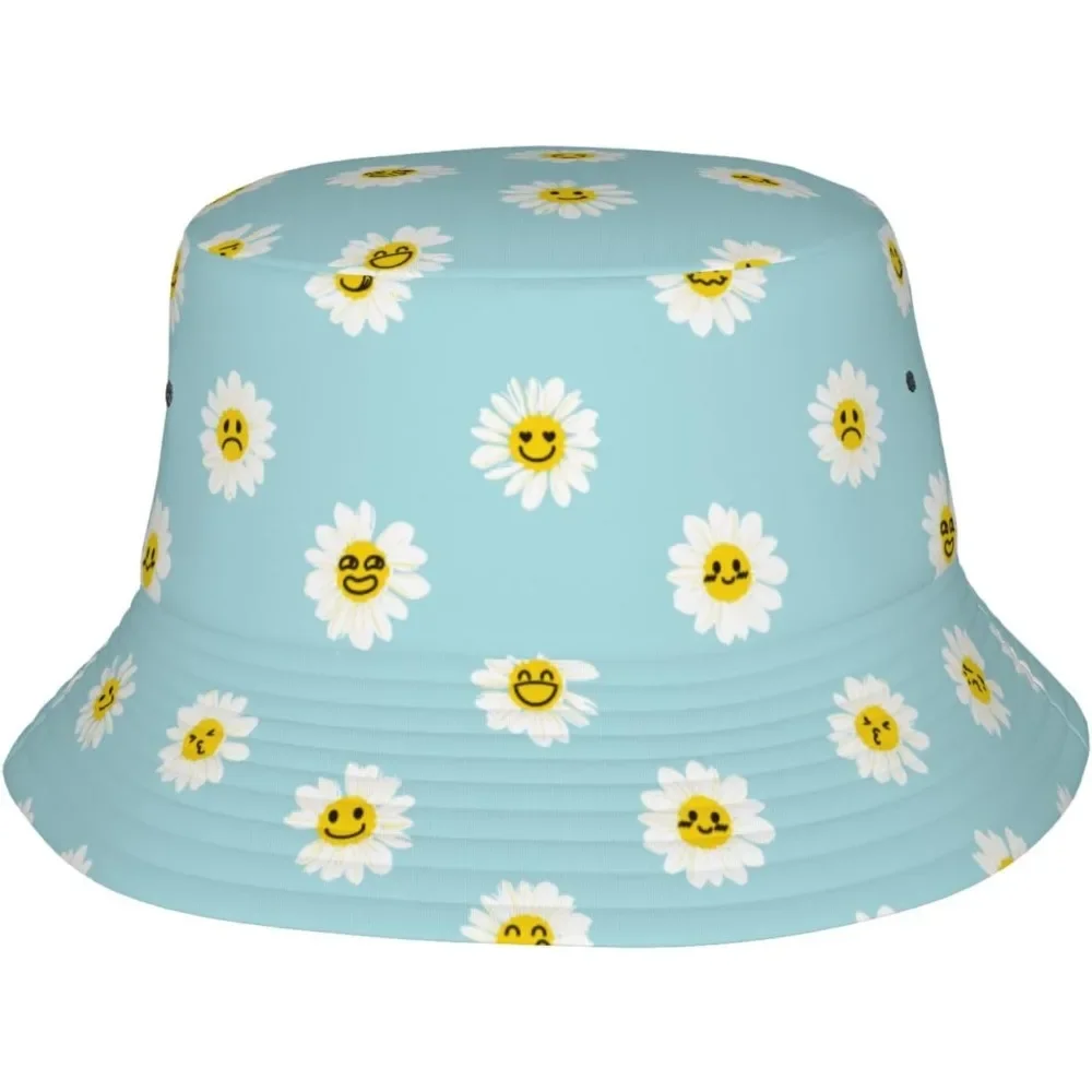 Gorra de pescador de Margarita blanca, Gorras de Hip Hop, sombrero de cubo con estampado Unisex de verano para exteriores, jardinería, playa, Camping, senderismo, Gorras de pesca
