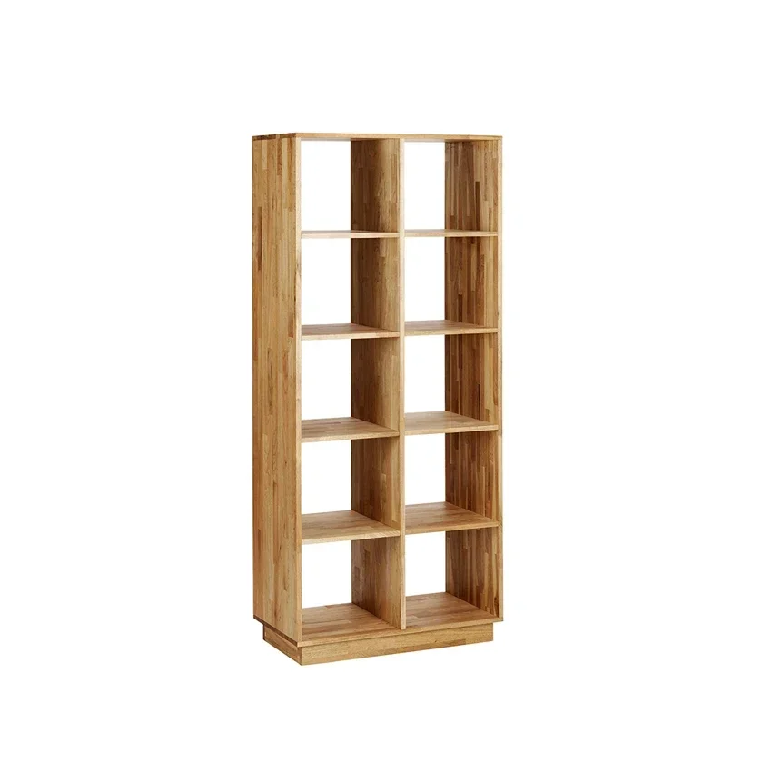 Solid Oak Wood Display Cabinet Bookcase Wooden Shelving For Library Home Use