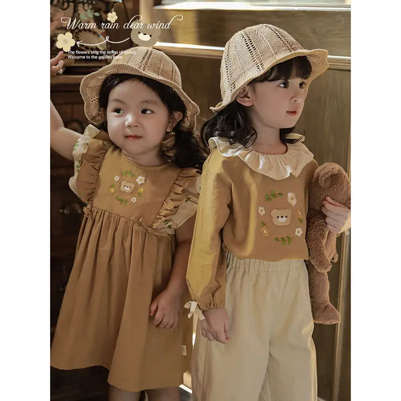 Girls' Countryside Style 2026 Spring and Autumn Vest Baby Shirt fashion and cute kids Top Shirt