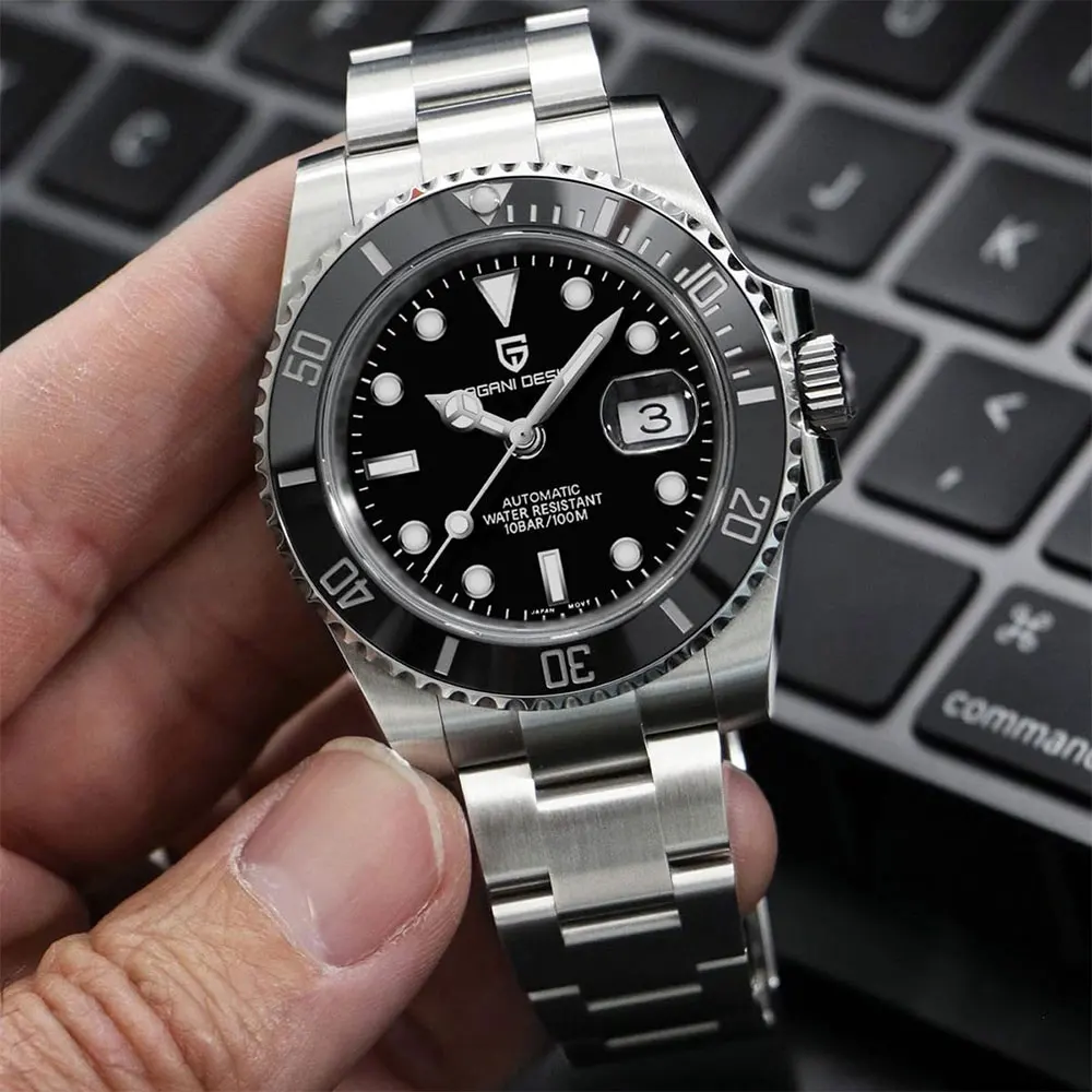 

PAGANI DESIGN Механические часы Дайвинг Мужские часы Японский механизм Автоматические часы Светящийся керамический безель 100M Водонепроницаемые часы