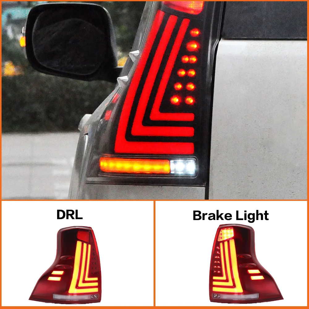 AKD Car Styling Taillights for Toyota Prado 2010-2020 Dynamic Running Turn Signal Rear Reverse Brake Light Replacement