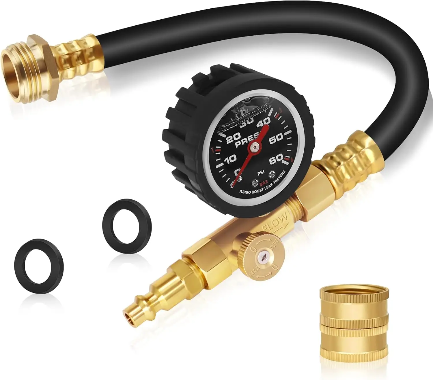 

RV Winterizing Kit, 17inch Upgraded RV Blowout Hose Adapter kit with Oil Pressure Gauge & Shut Off Valve