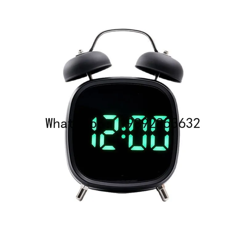 PYJ Creative High Volume Metal Power Bell LED Clock Difficult to Get Up Multifunctional Bell Clock