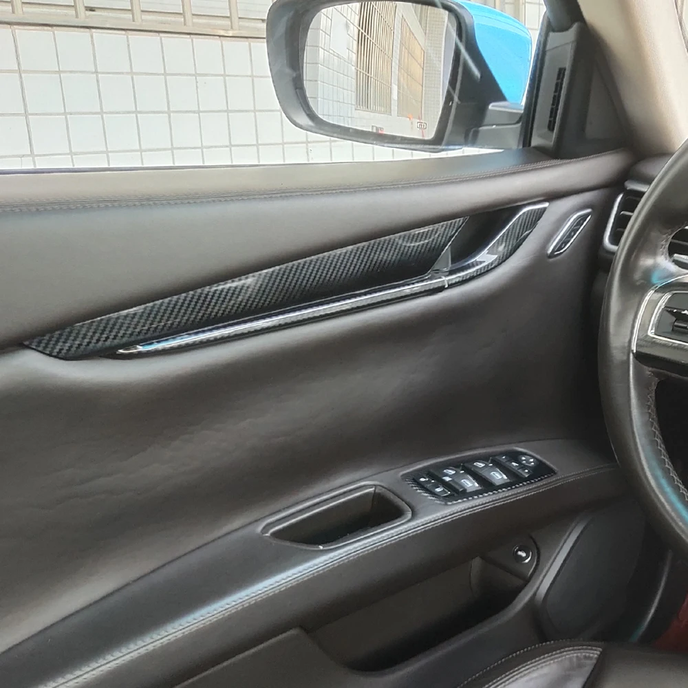 Carbon Fiber For  Maserati Ghibli 2014-2022 Film Interior Stickers Center Console Gear Dashboard Air Door Handle Lift Panel