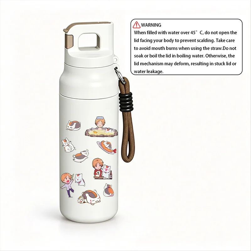 Natsume's Book of Friends 580ml Stainless Steel Vacuum Insulated Thermos Portable Water Bottle with Lanyard Leakproof Anime Gift