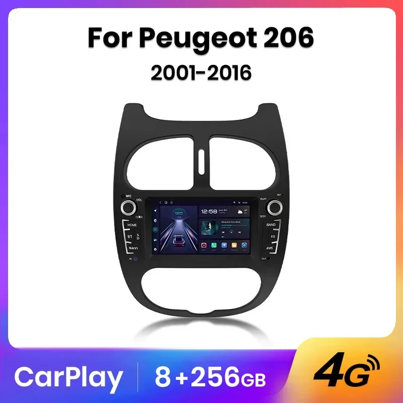 AWESAFE Wireless CarPlay Autoradio for Peugeot 206 2001-2008 Car Radio Multimedia Player Android Auto Stereo GPS