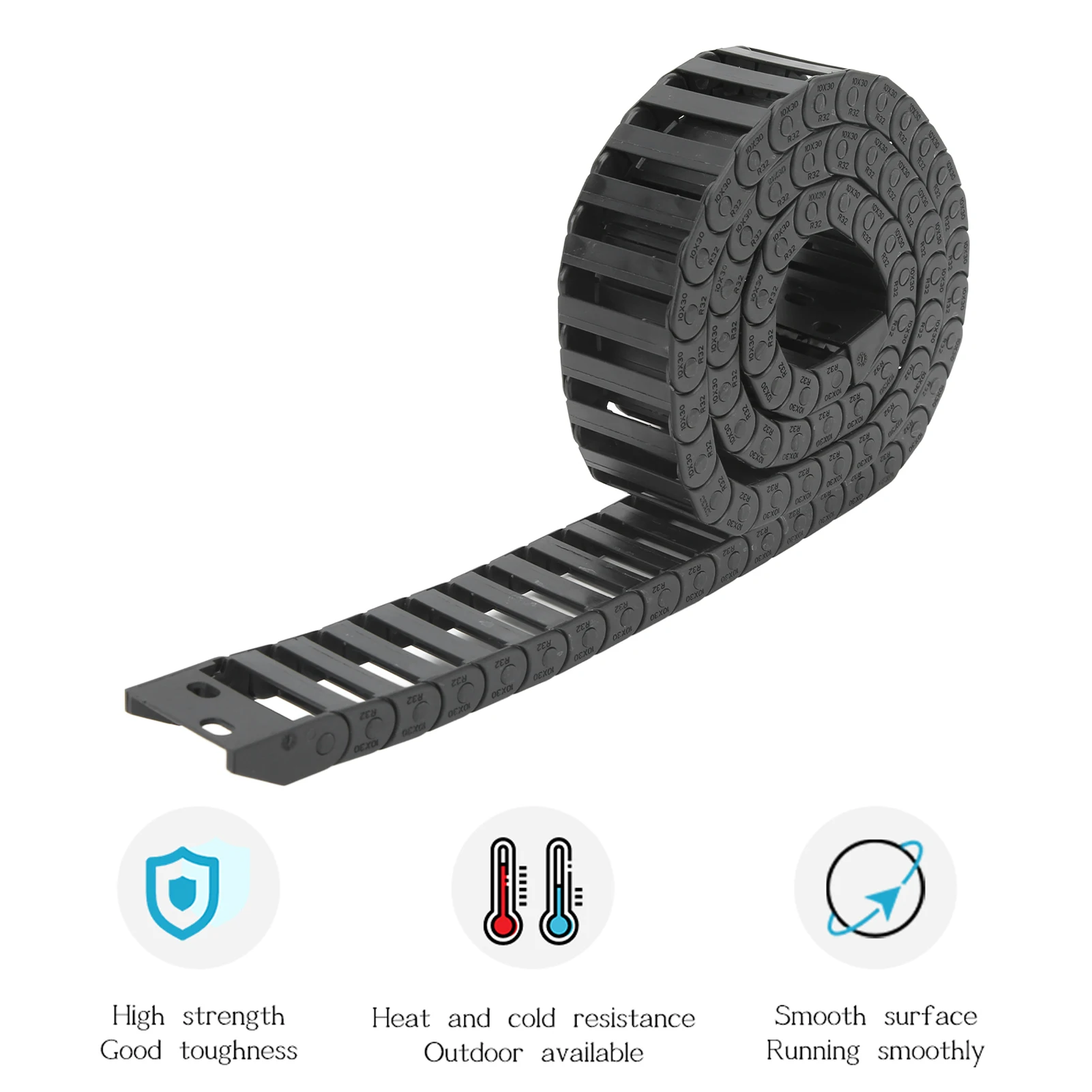 Cable Drag Chain Wire Carrier 10x30mm Internal Size 1m Length with End Connector for CNC Wire Drag Chain