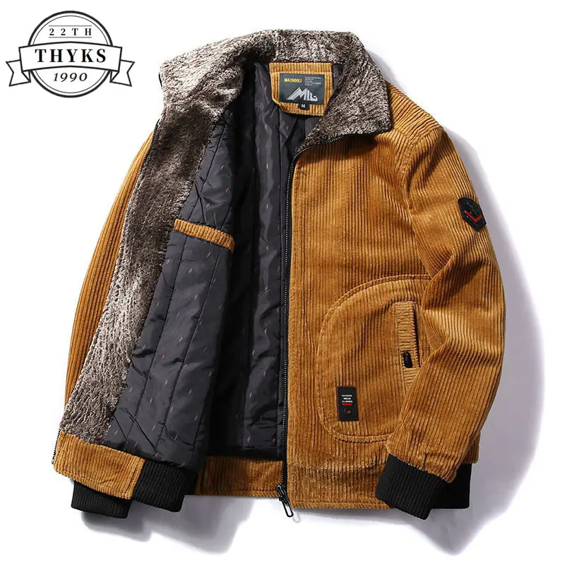 

Corduroy Warm Winter Jacket Men Fur Collar Casual Coats Men Outdoor Caming Climbing Thermal Windbreaker Chaqueta Plus Size 6XL