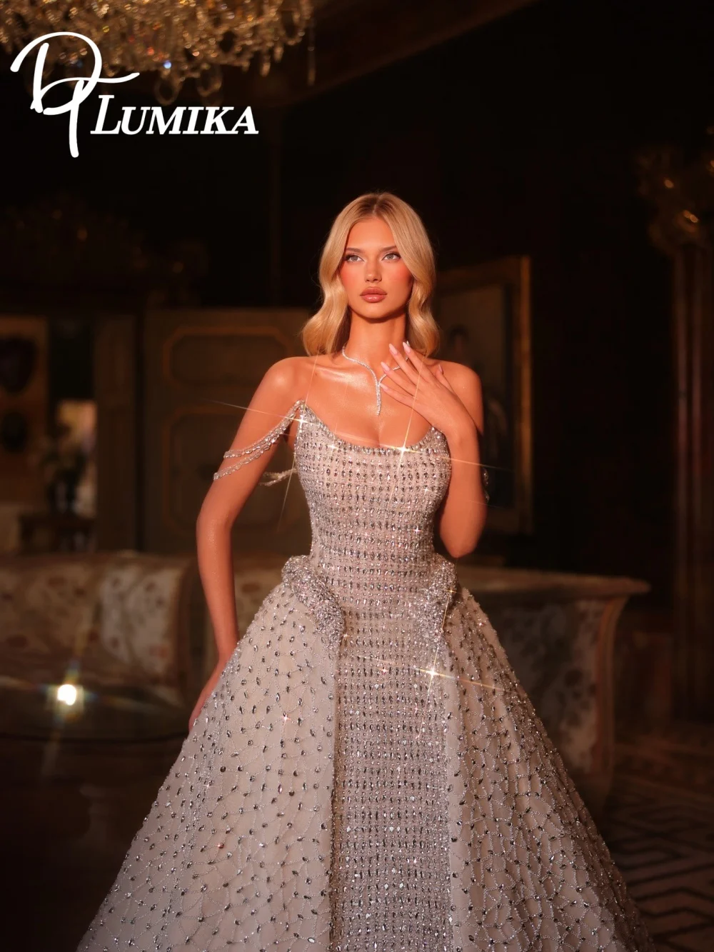 

Изысканное свадебное платье с кристаллами и бисером на тонких бретелях 2026: Вечная элегантность, полностью расшитое стразами, свадебное платье Vestidos De Novia