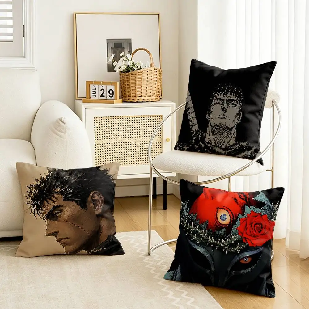 Manga B-Berserk G-Guts Customizable Square Pillow case Double Sided Print Sofa Bedroom Decor Cushion Cover