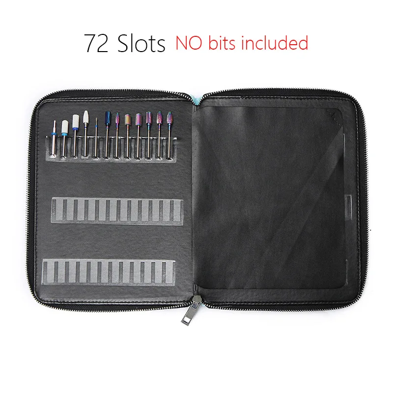 Nail Drill Bit Case Blue Storage Bag Large Capacity Dustproof Portable 24*19cm Drill Bits Holder Container for Nail Salon