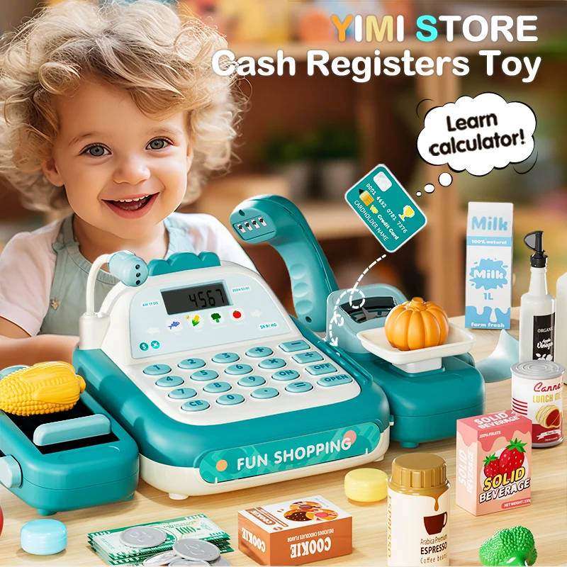 YIMI caisse enregistreuse jouets enfant semblant jouer jouet jeu d'achat supermarché calculatrice d'épicerie avec son