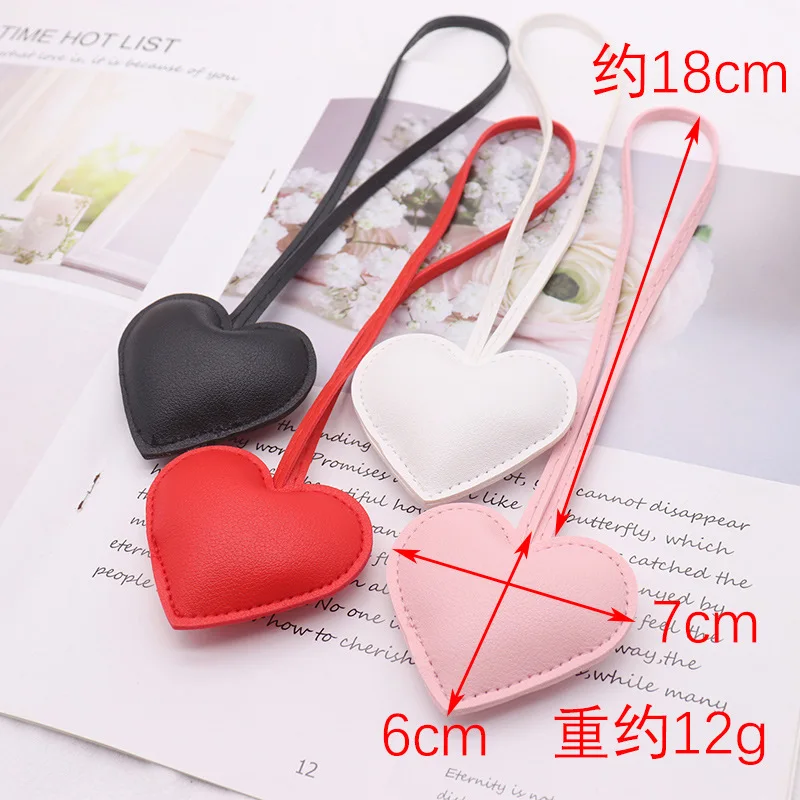 Peach Heart Leather Keychain, Cute Bag Charm Gift