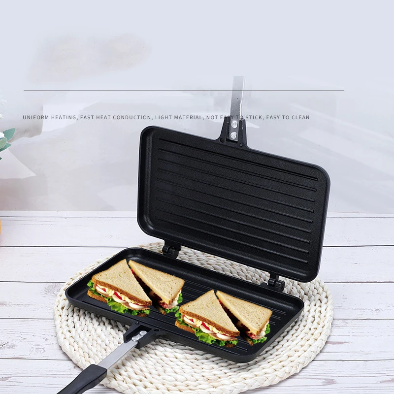 Gas Non-Stick Sandwich Maker Iron Bread Toast Breakfast Machine Pancake Baking Barbecue Oven Mold Mould Grill Frying Pan