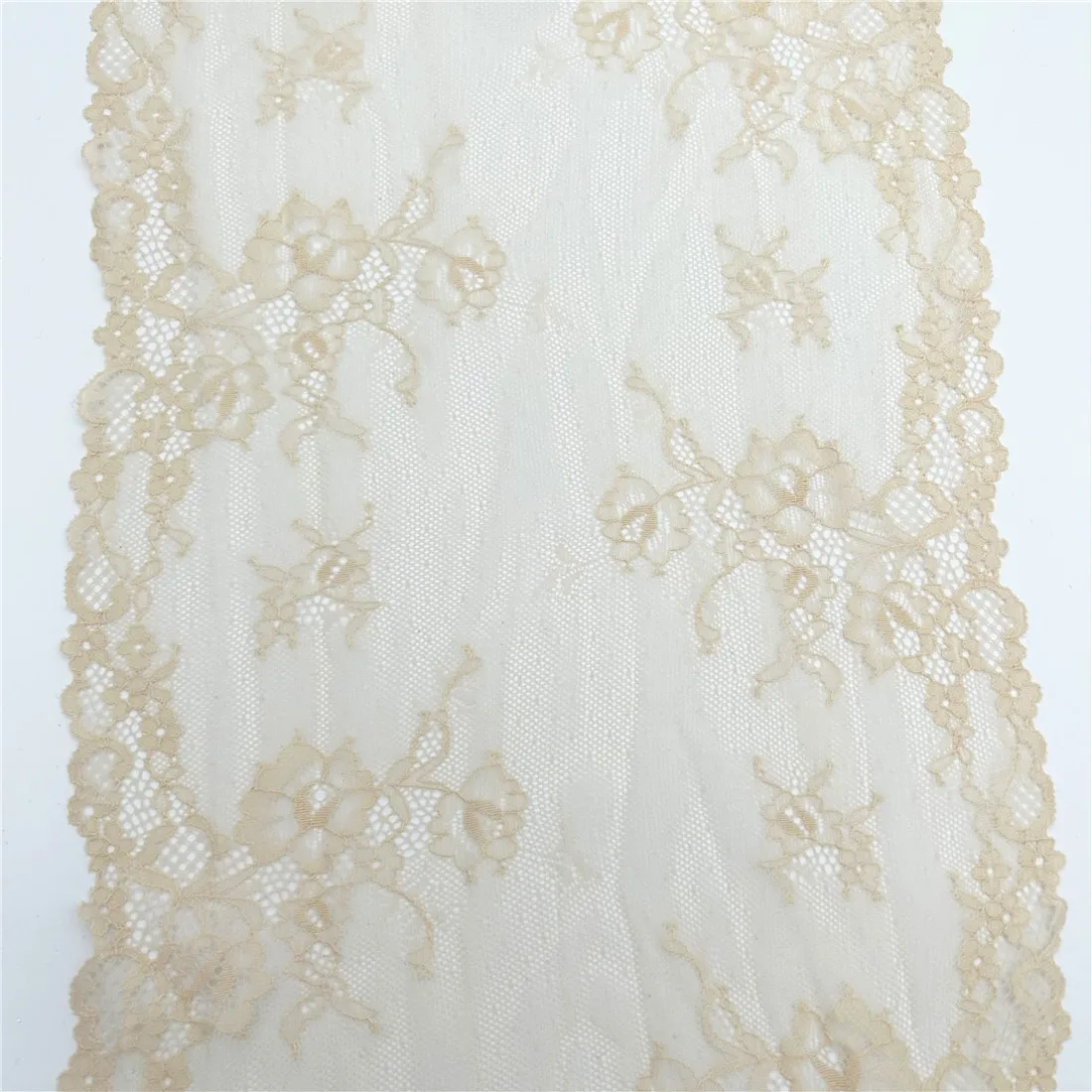 Width 23cm Skin Beige Stretch Elastic Lace Trim Skirt Hem Underwear Sewing Craft DIY Apparel Fabrics Lace Lingerie Bjd