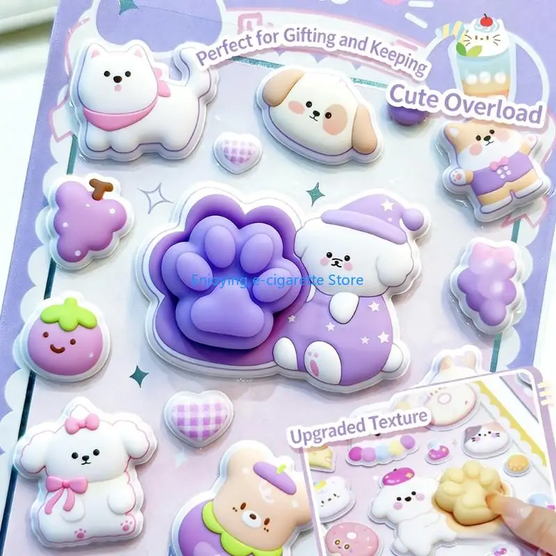 Puffier Sticker Niedlicher dekorativer Aufkleber für Scrapbooking, Tagebücher, Notebooks, Handyhüllen, wiederverwendbarer – Detail 5