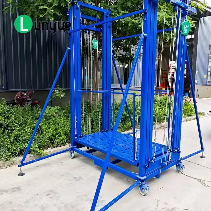 Electric Scissor Lift Scaffolding Platform 2-10m Metal Mobile Wheel Base with Wire Rope Hoist for Construction Maintenance