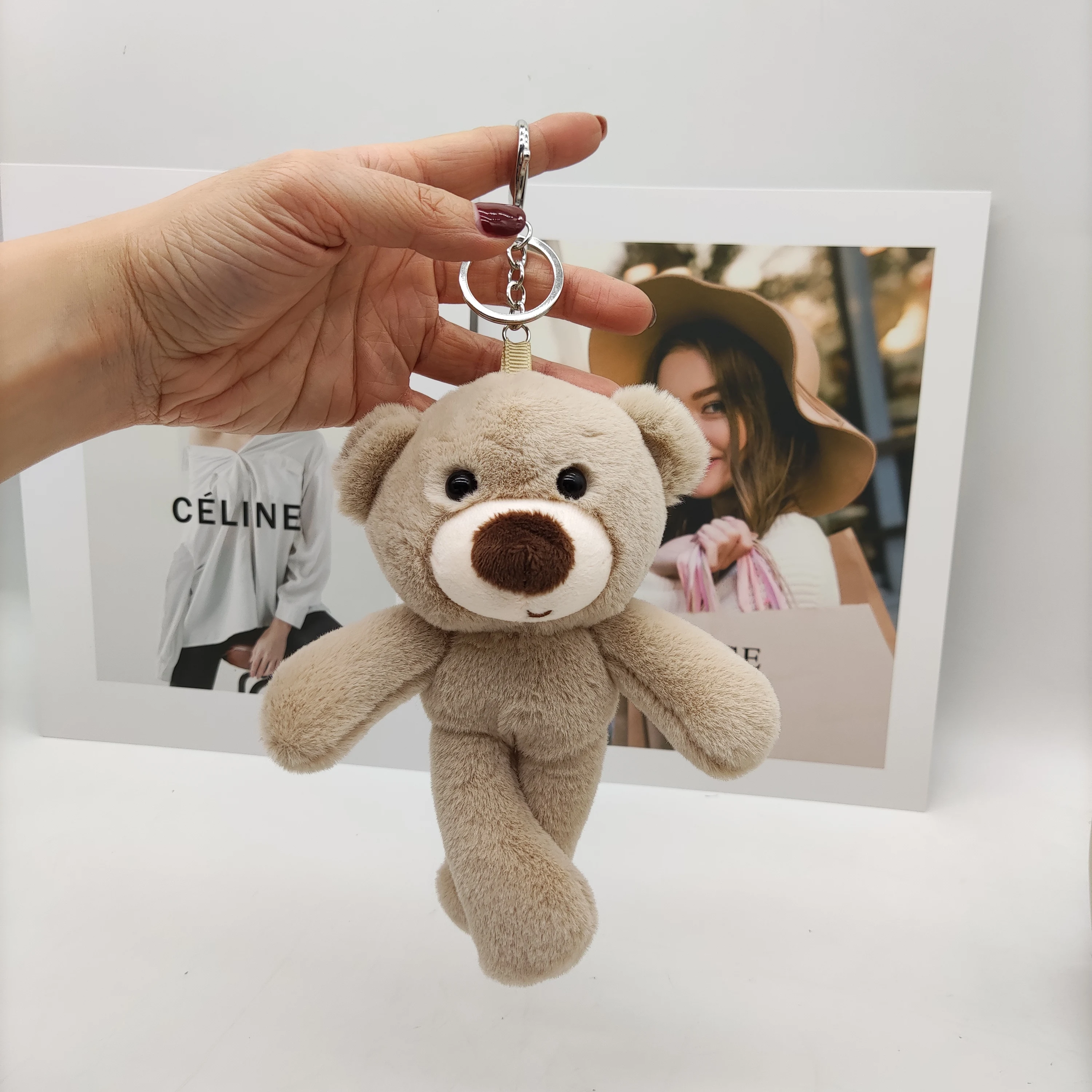 Cute Bear Plush Keychain Charms Doll Pendant Cartoon Key Chain School Bag Pendant Accessories Stuffed Keyring Kids Gift Kawaii