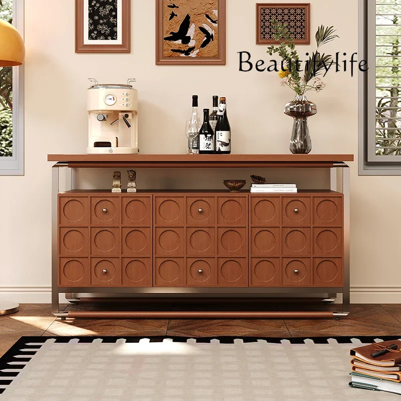 

dining side cabinet, integrated against the wall, multi-layer storage cabinet, solid wood carving decorative entrance cabinet