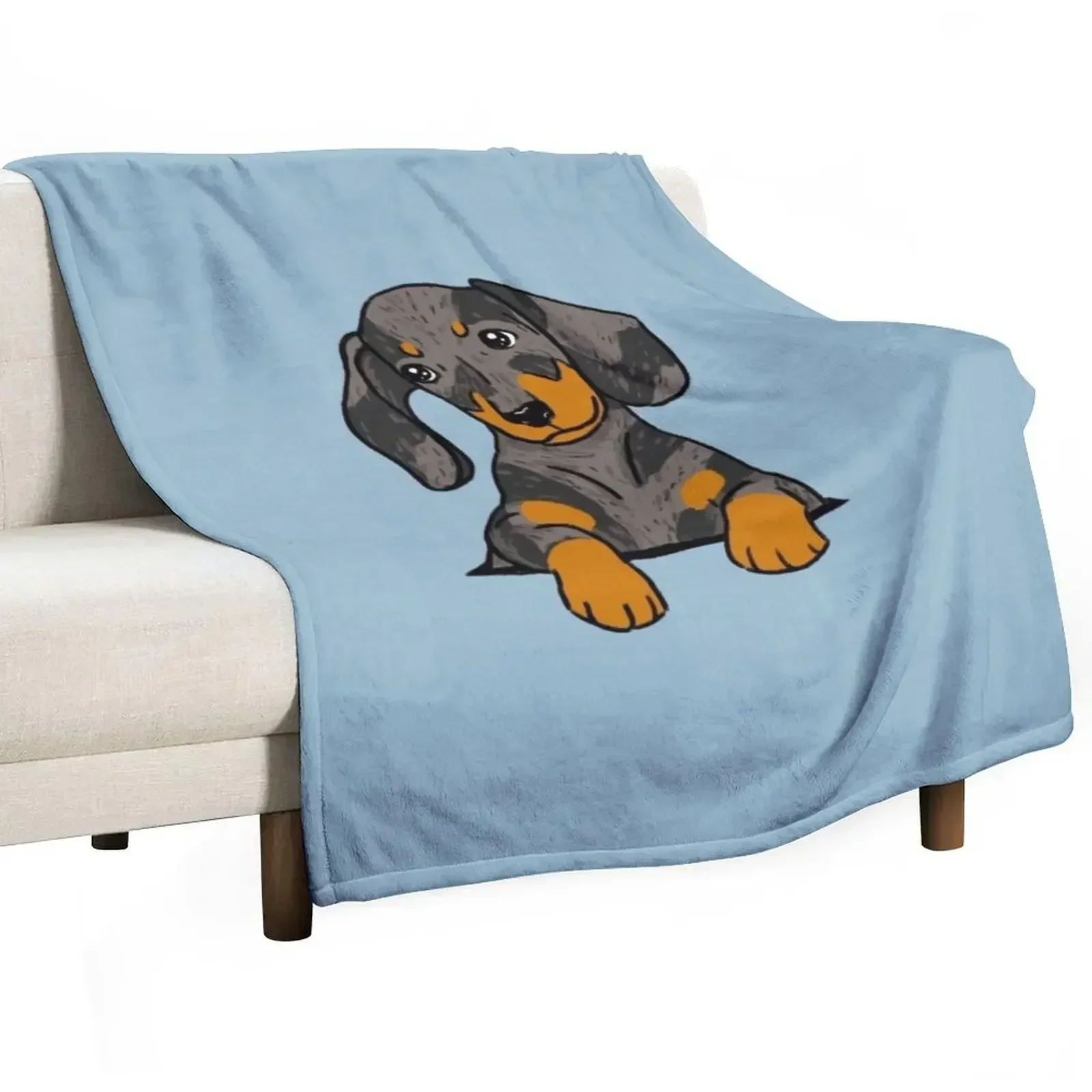 Dapple Dachshund Puppy in Your Pocket Throw Blanket Tourist Loose Summer Beddings Decoratives Blankets