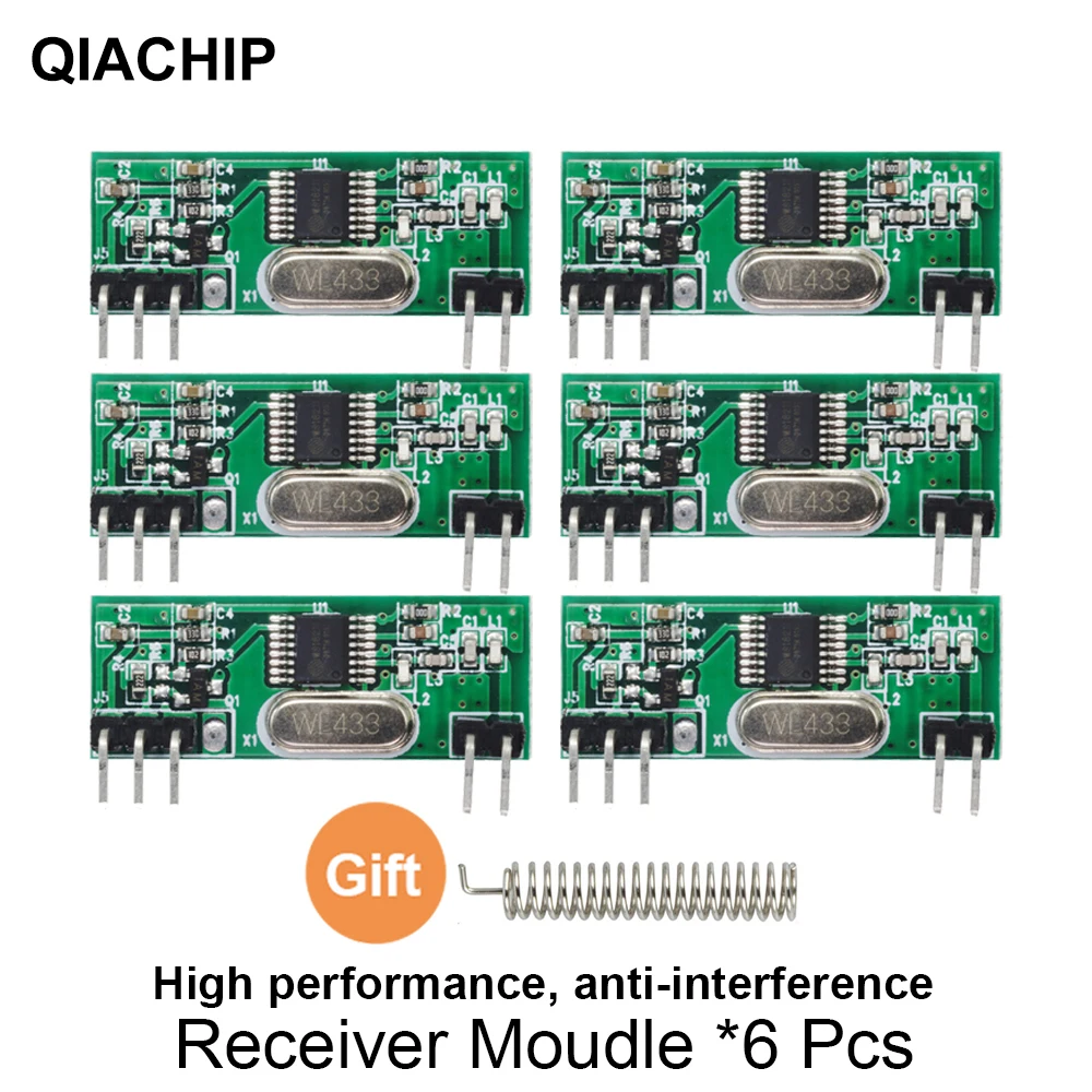 

QIACHIP 6pcs 433Mhz Wireless RF Relay Receiver Module Remote Control Switch For Superheterodyne Wireless Receiver Module Diy Kit