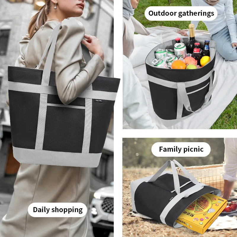 Large Capacity Double Layer Lunch Bag Multifunctional Waterproof Outdoor Ice Bag Thermal Insulation Picnic Travel Storage Bags