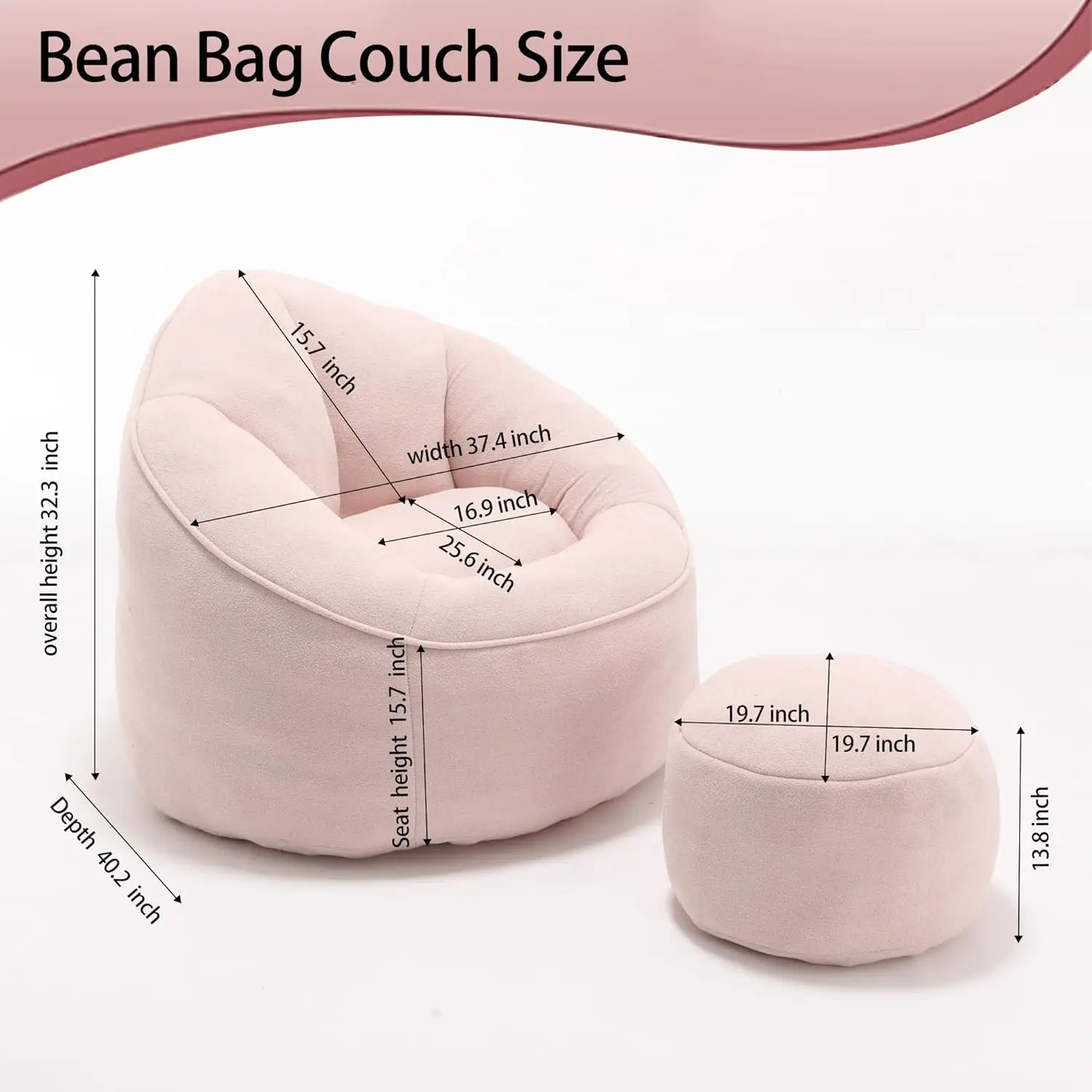 Bean Bag Sofa Chair With Foam Padded Velvet Bean Bag Chair With Soft Foam Padded Ottoman