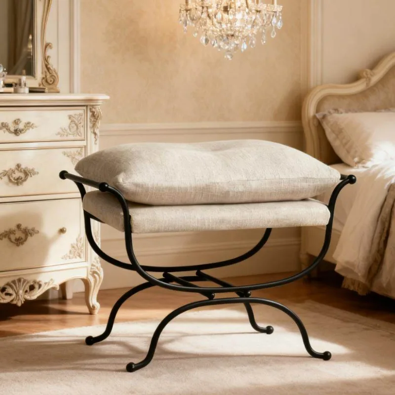 Designer makeup stool, retro wrought iron shoe changing stool, second-hand home tea stool, side stool