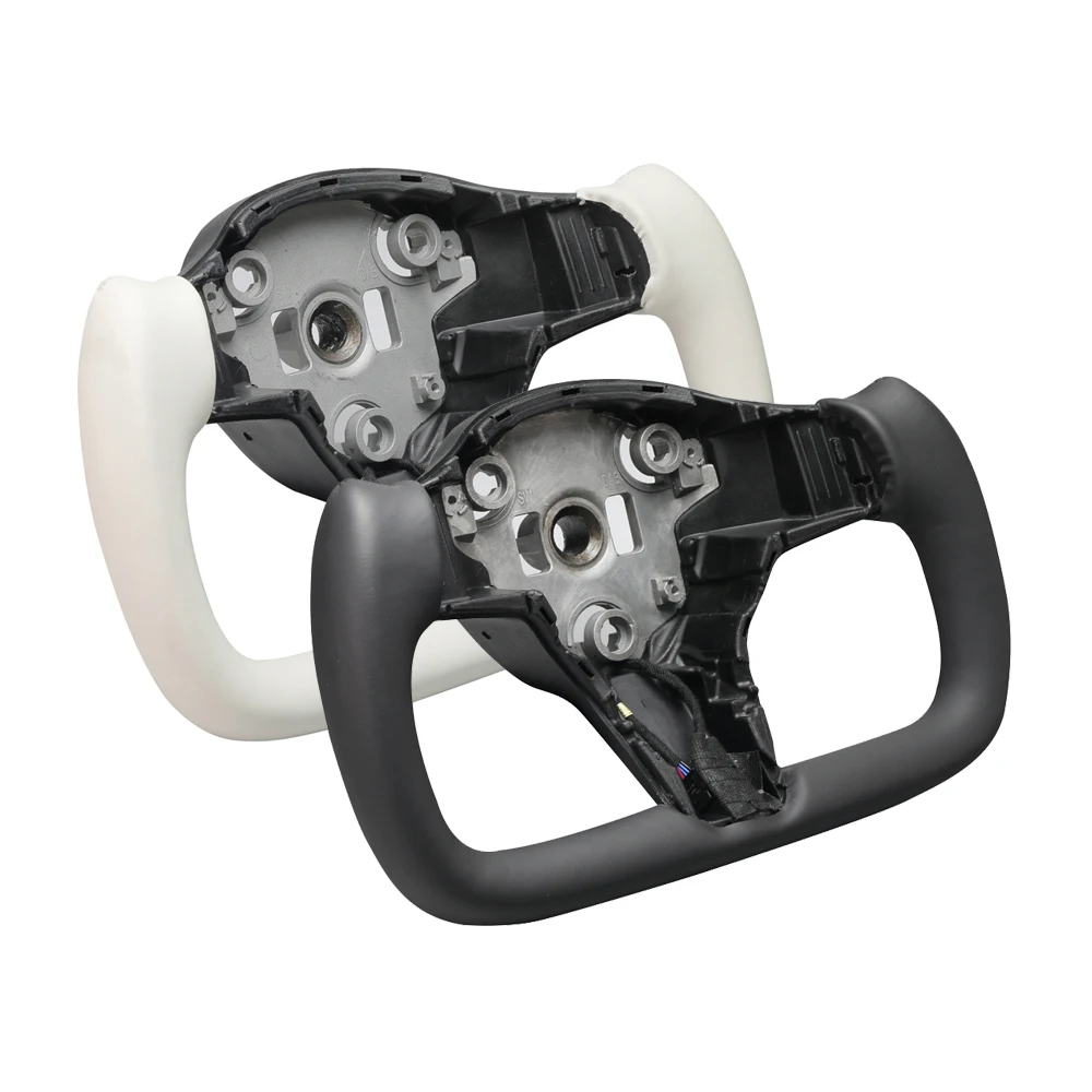 r Racing Carbon Fiber Leather Car Steering Wheel for Tesla Model 3 Model Y Heating Function Sports Yoke Steering Wheel