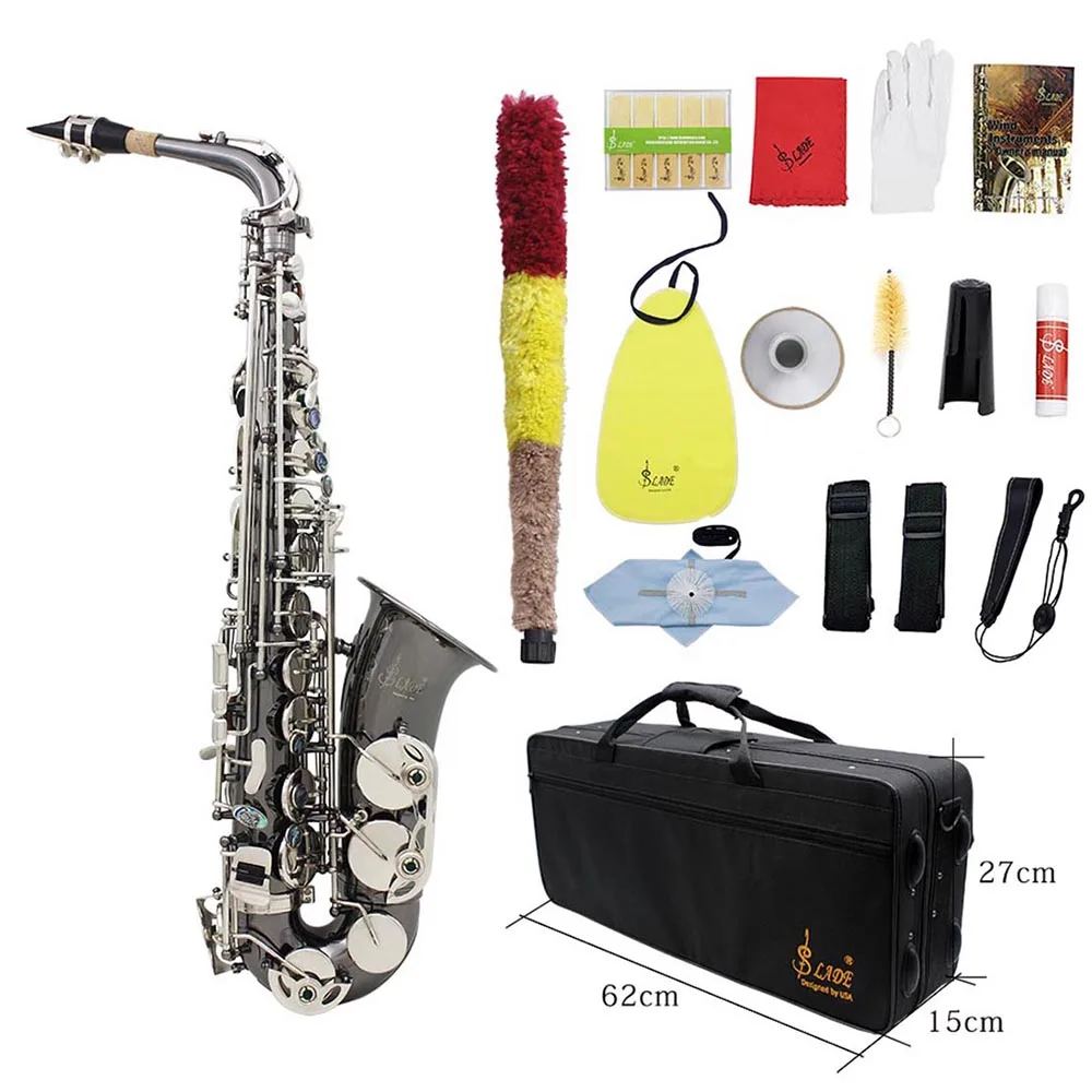 Slade Eb E-Flat Altsaxofoon Saxofoon Shell Sleutel Carve Patroon Houtblazers Met Backstraps Case Andere Reed Aeccessaries