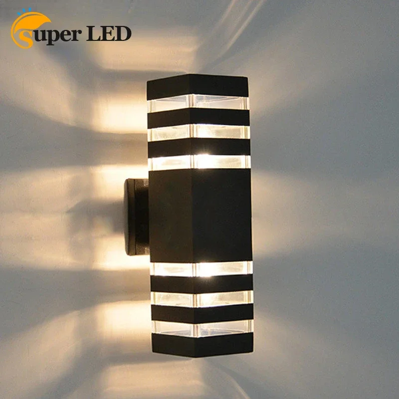 

Outdoor Up Down E27 LED Wall Lamp Aluminium Waterproof Garden Exterior Wall Lighting Porch Stair Corridor Acrylic Sconce Lights