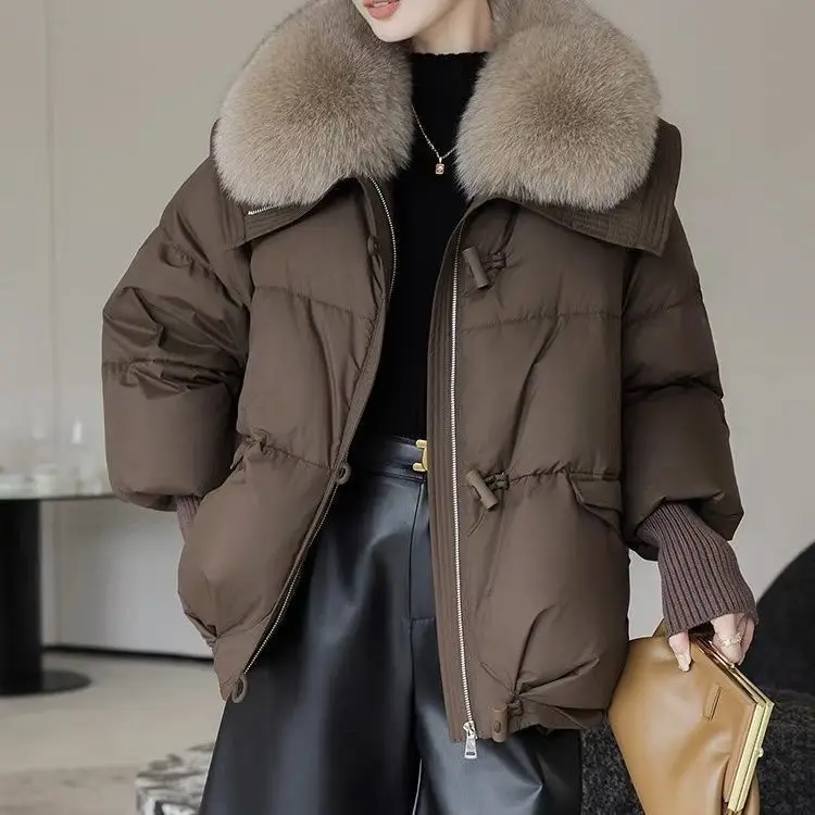 Women's Faux Fur Collar Padded Coat Zip Up Long Sleeve Pockets Loose Fit Thick Warm Cozy Winter Casual Outerwear Jacket 2026 New