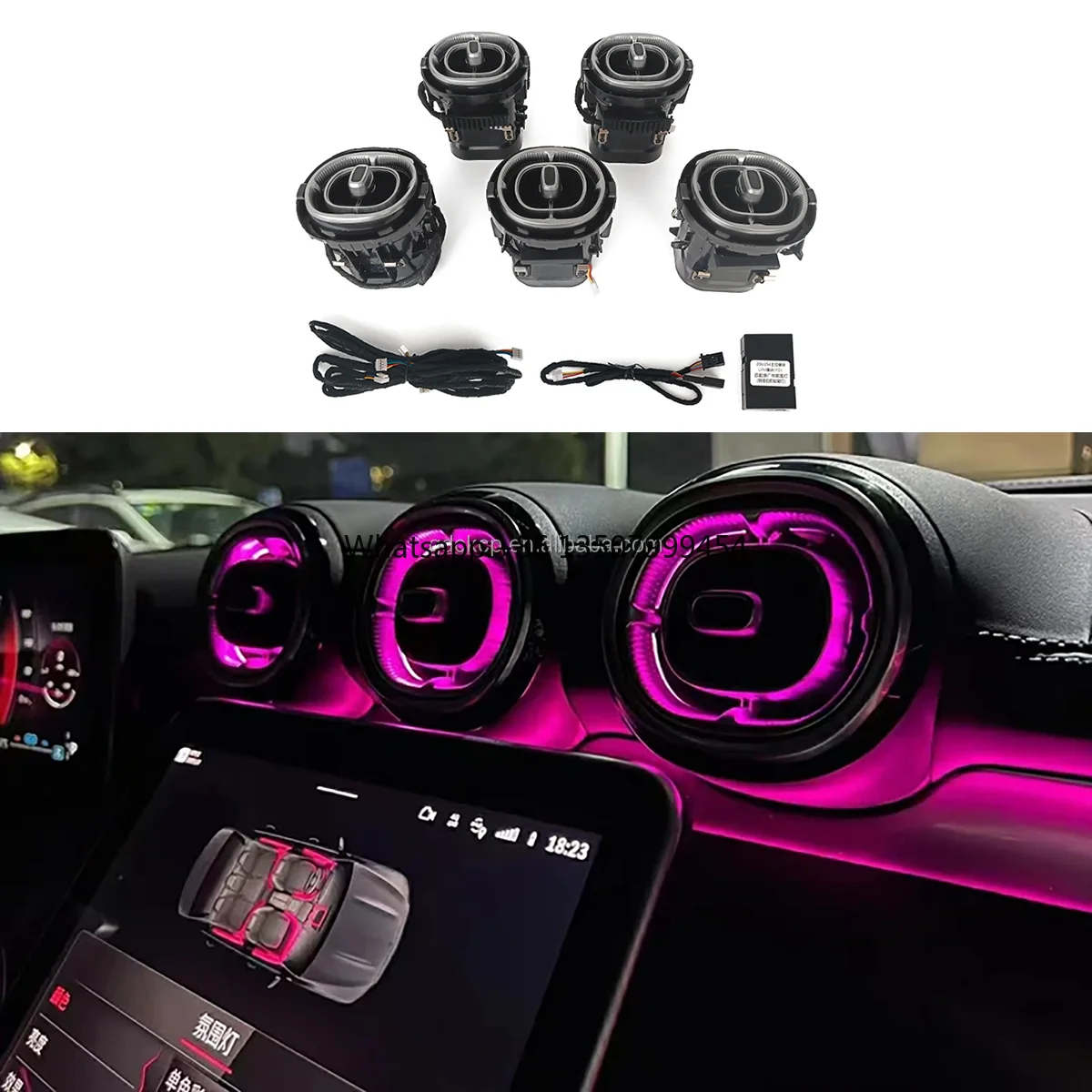 64-цветная светодиодная подсветка воздуховодов для Mercedes Benz GLC-class X254 2023+ AMG GLC43, замена воздуховодов, установка Plug & Play, улучшенная версия