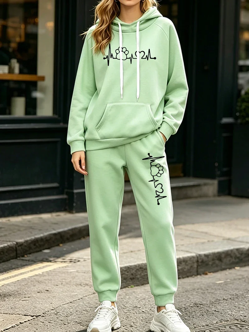 Fashion Women's 2 Pcs Sets Autumn Winter Casual Hooded Sweatshirt Sweatpants Suit Outdoors Sports Jogging Clothing 2026Tracksuit view 6