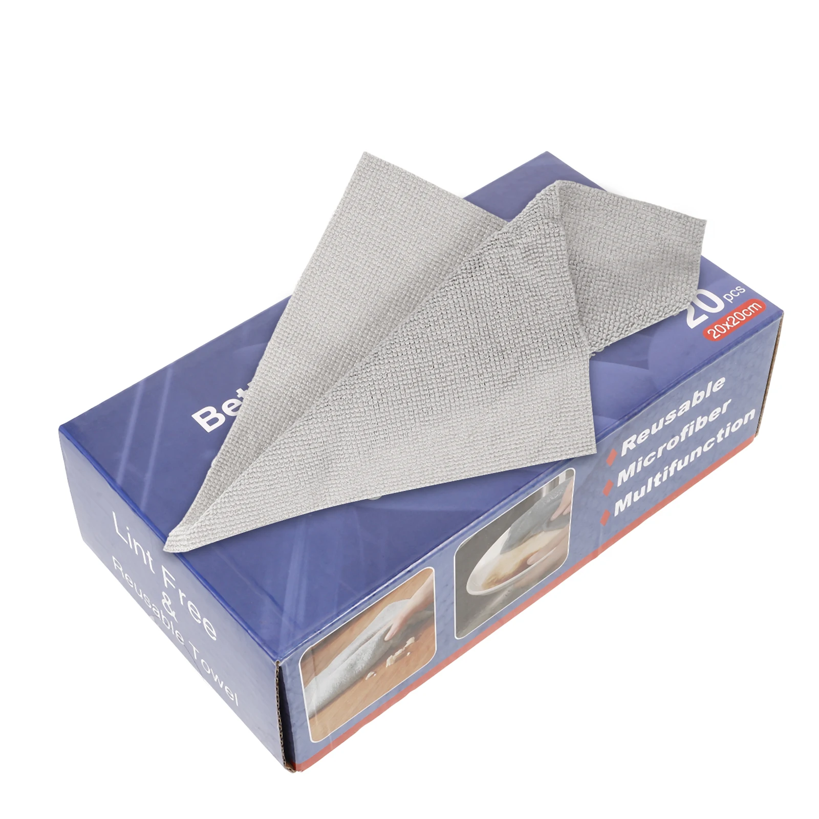 

Boxed Extractable Microfiber Kitchen Cleaning Cloths Fade Resistant Reusable for Dishes Countertops Multiple Tasks