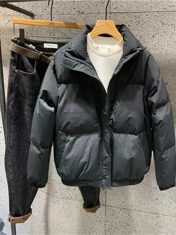 

Trendy Men's Cotton Jaet Autumn Winter Thiened Warmth Bread Sle Versatile Haome Outerwear Stand Fit Casual Youth ...